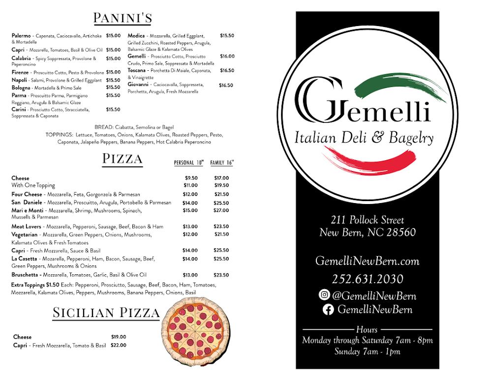 Gemelli Italian Deli & Bagelry Menu image 1