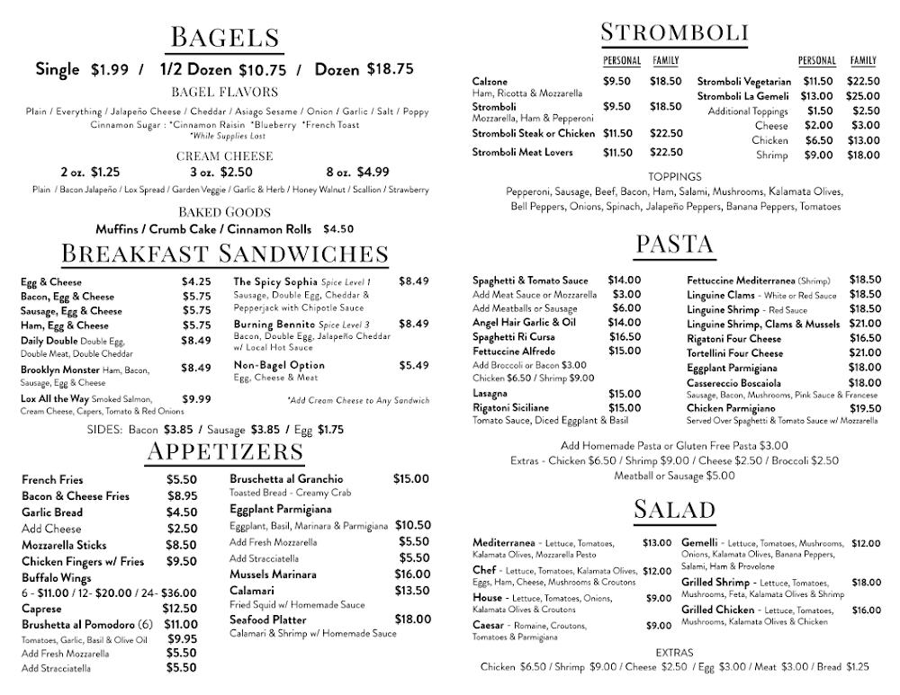 Gemelli Italian Deli & Bagelry Menu image 2